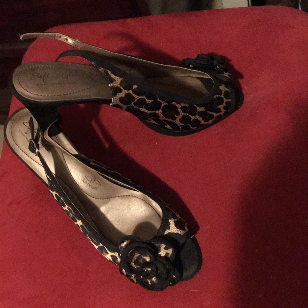 Leopard print sling backs
